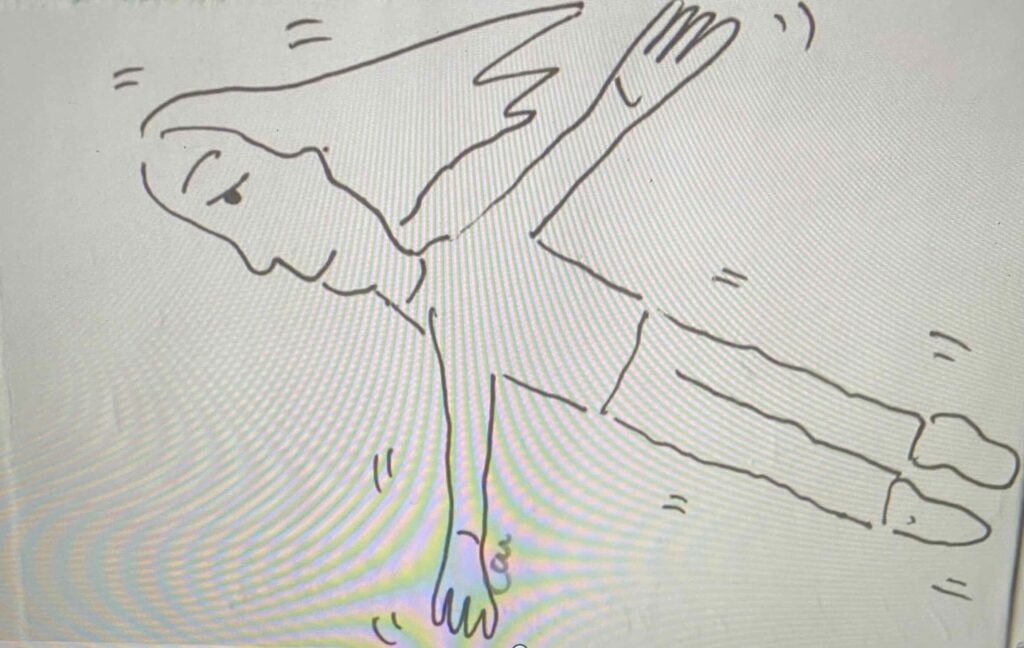 Person flies in the sky/ stratosphere/ space.