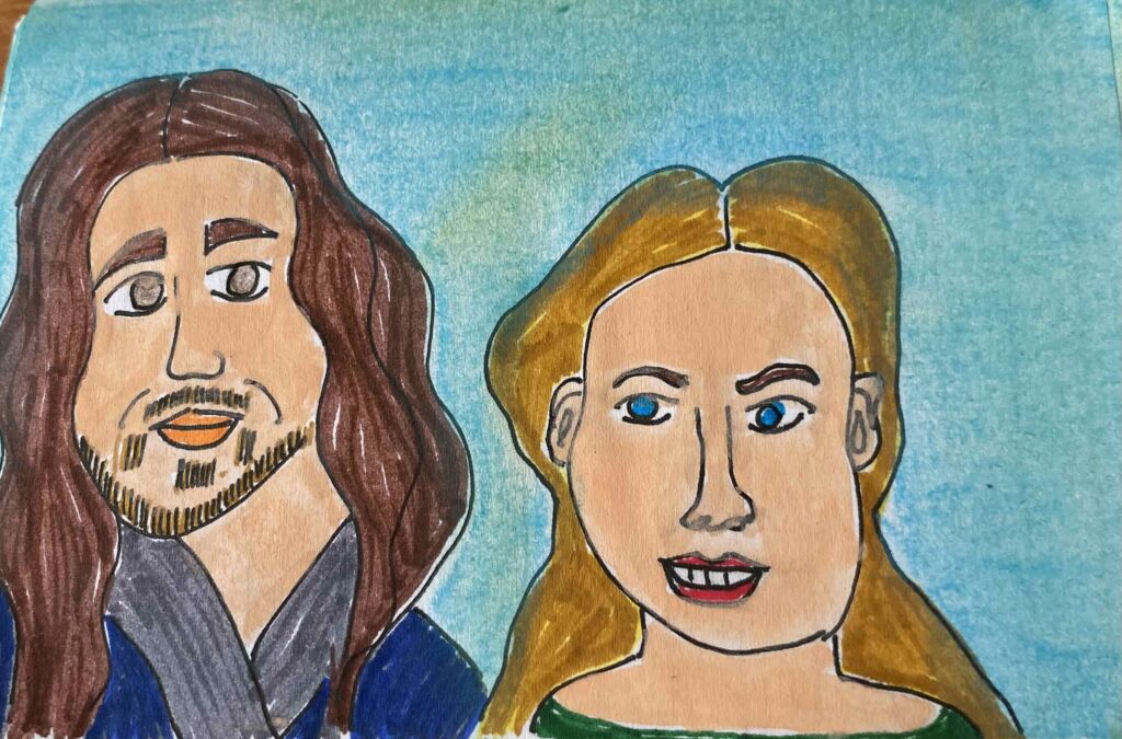 Fan art of older adults Heathcliff & Catherine Earnshaw.