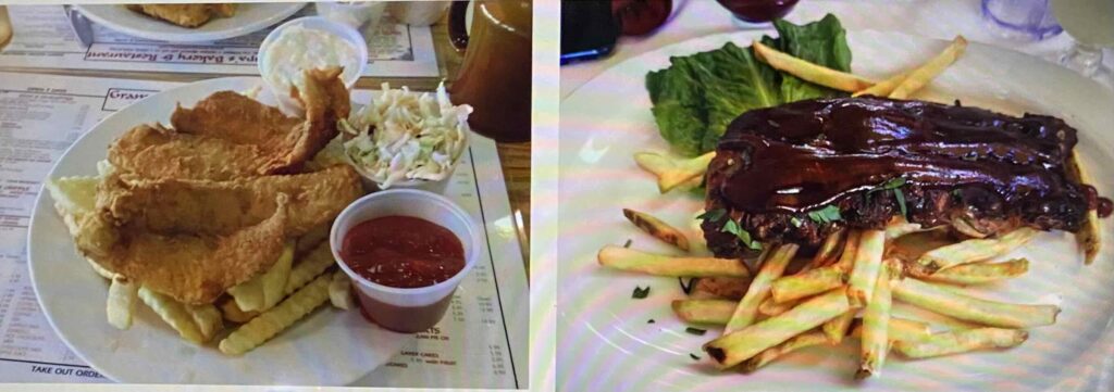 Fish & chips (left) and meat & chips (right).