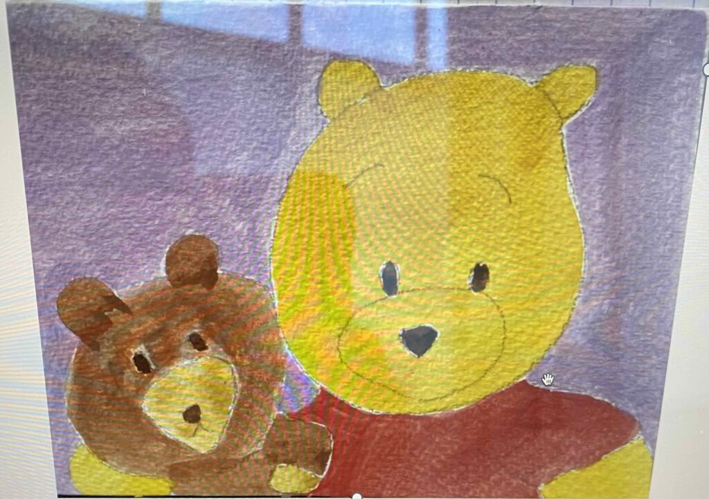 Soft toy bear with hiw very own bear.