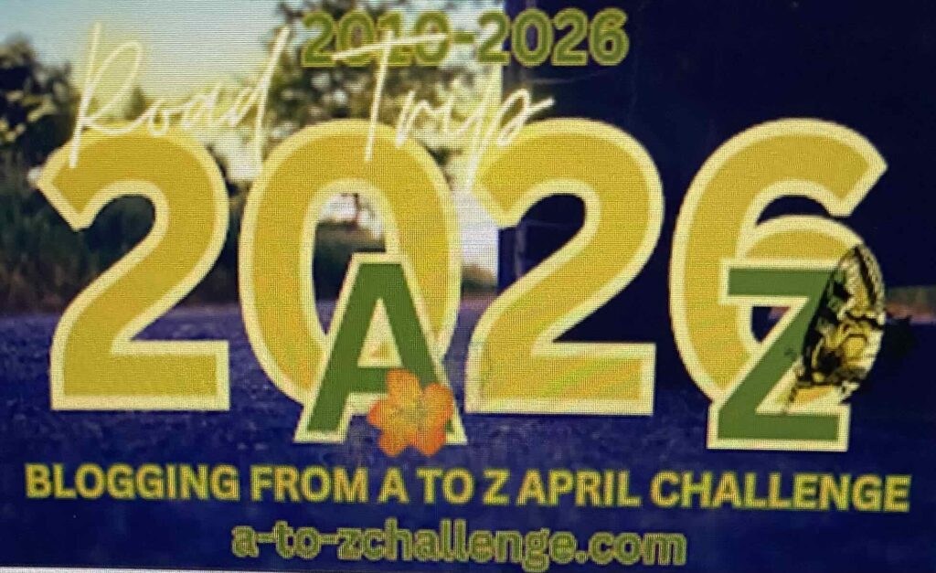 #AtoZChallenge Road Trip 2026 badge