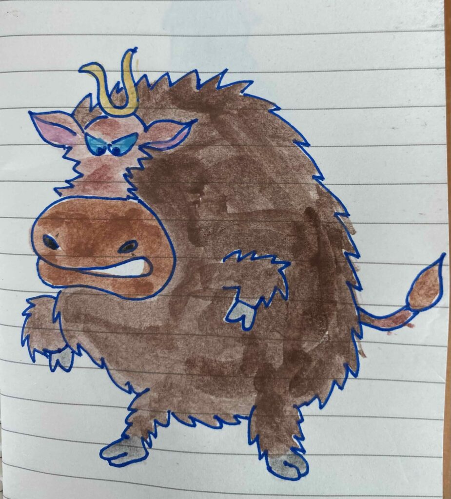 B for bull in A to Z series challenge on animals.